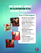 Load image into Gallery viewer, MidJourney Illustration Styles Prompt Guide (PDF Download)