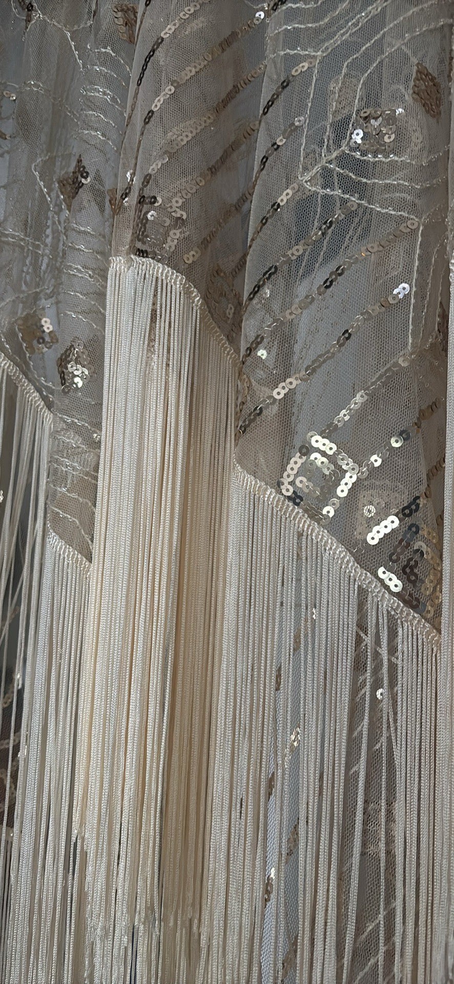 Brand New Sequin Fringe Kimono / Duster – Ivory & Gold