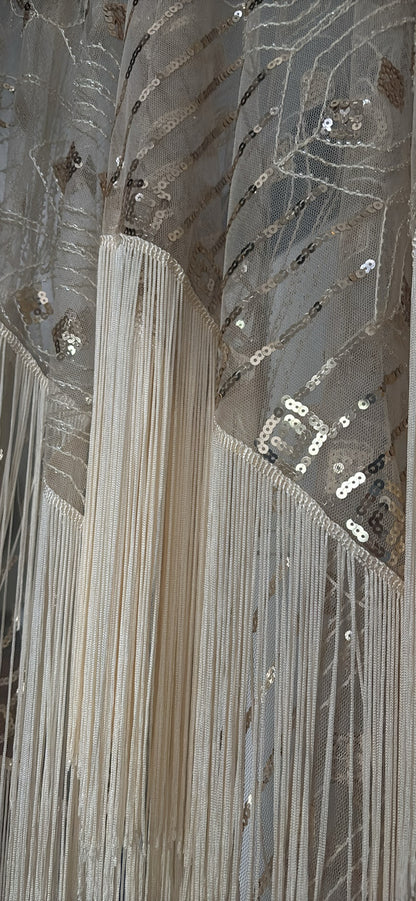 Brand New Sequin Fringe Kimono / Duster – Ivory & Gold