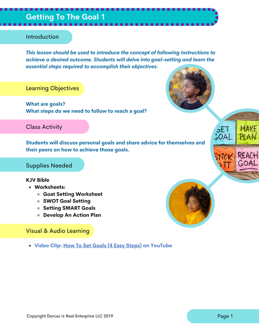 Setting Goals for Success: Lesson & Activities for Elementary - Middle School