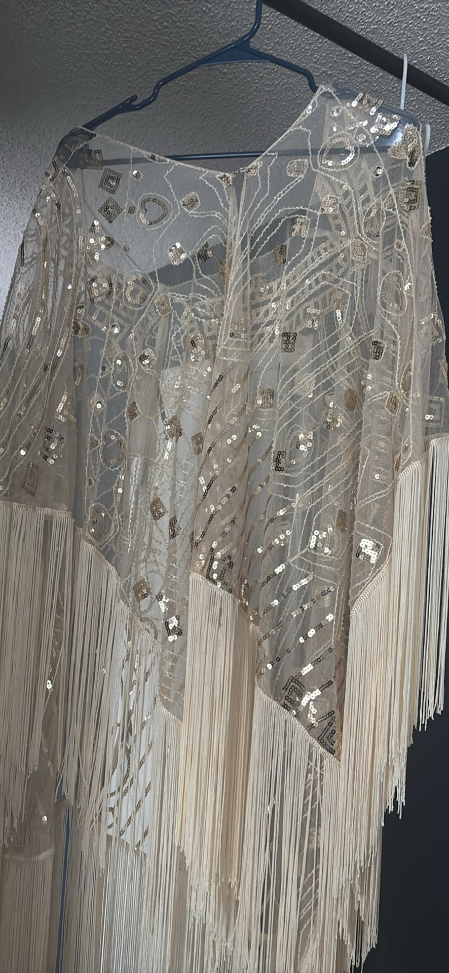 Brand New Sequin Fringe Kimono / Duster – Ivory & Gold