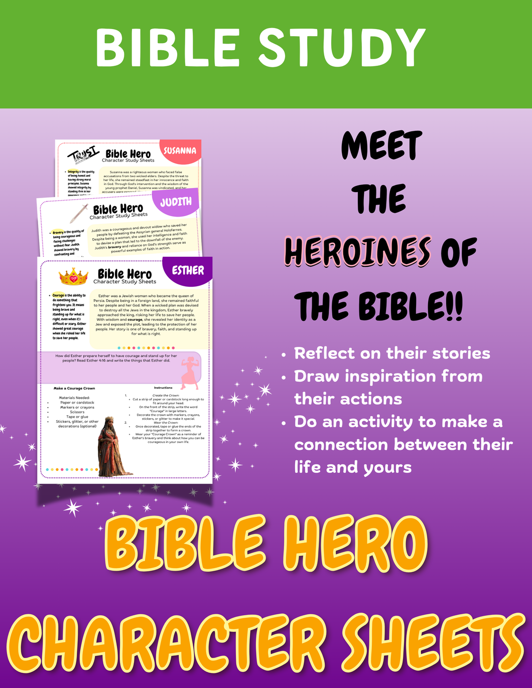 Female Scripture Hero Bible Hero Character Study Sheets - Women – Imagery Matters