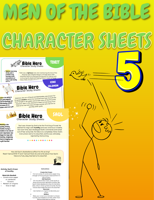 Bible Hero Character Study Sheets - Men (Set 5)