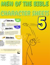 Load image into Gallery viewer, Bible Hero Character Study Sheets - Men (Set 5)
