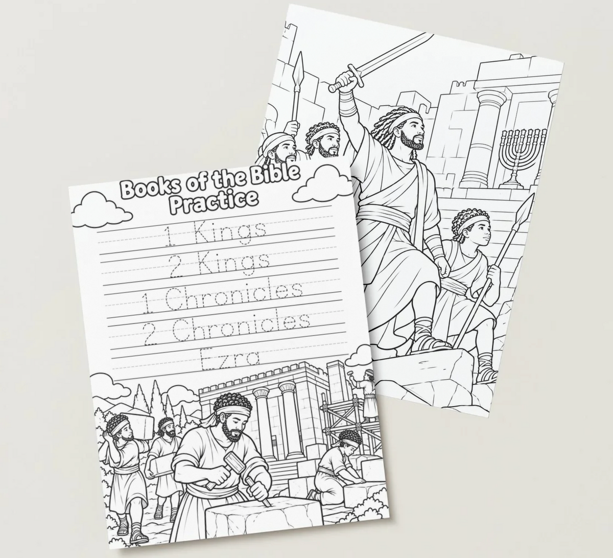 Bible coloring book for kids featuring Black biblical characters, Bible stories, and educational coloring activities