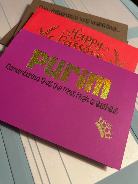 Purim, Passover, and Feast of Dedication Greeting Cards Set
