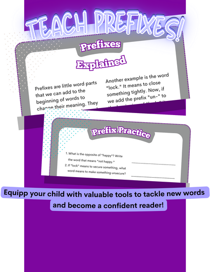 Engaging 2nd Grade Reading Worksheets Set: Prefixes, Flash Cards, and Posters