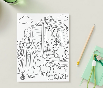 Bible coloring book for kids featuring Black biblical characters, Bible stories, and educational coloring activities